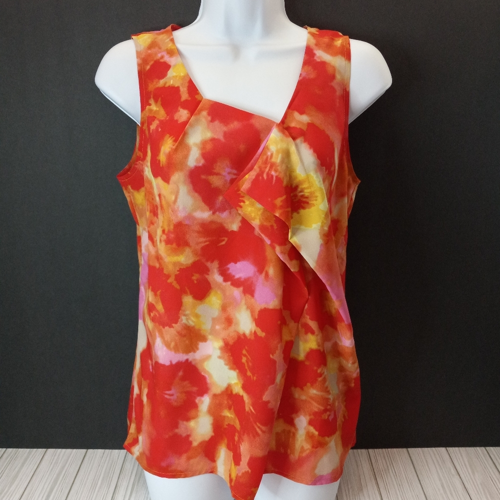 LOFT Floral Ruffle Tank Top